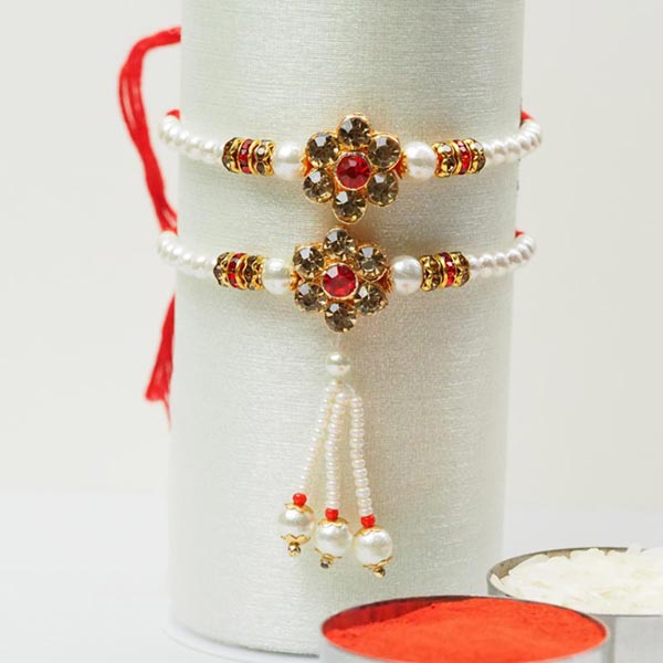 White Moti Bhaiya Bhabhi Rakhi