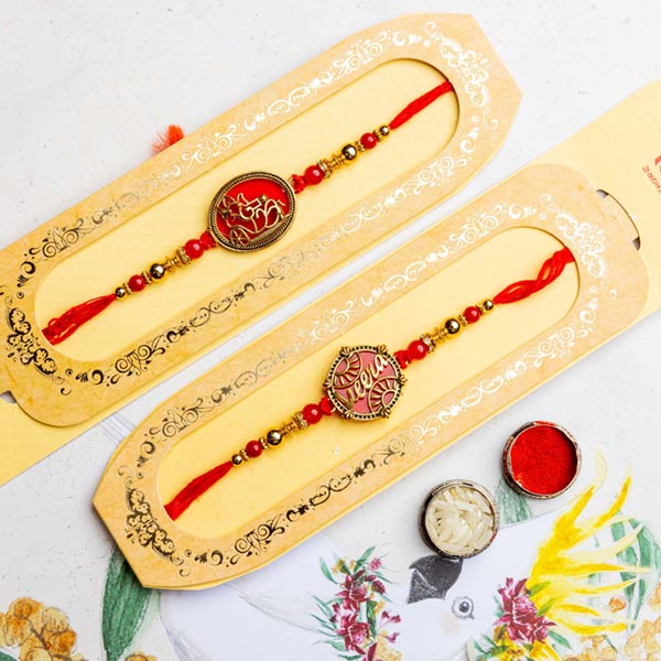 Veera &  Ganesha Set of 2 Rakhis With Kaju Katli