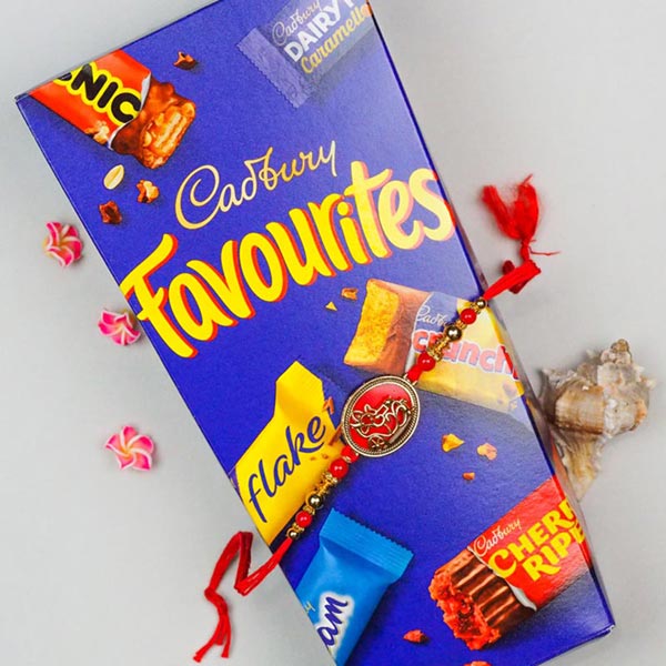 Ganpati Rakhi With Cadbury Favourites Pack
