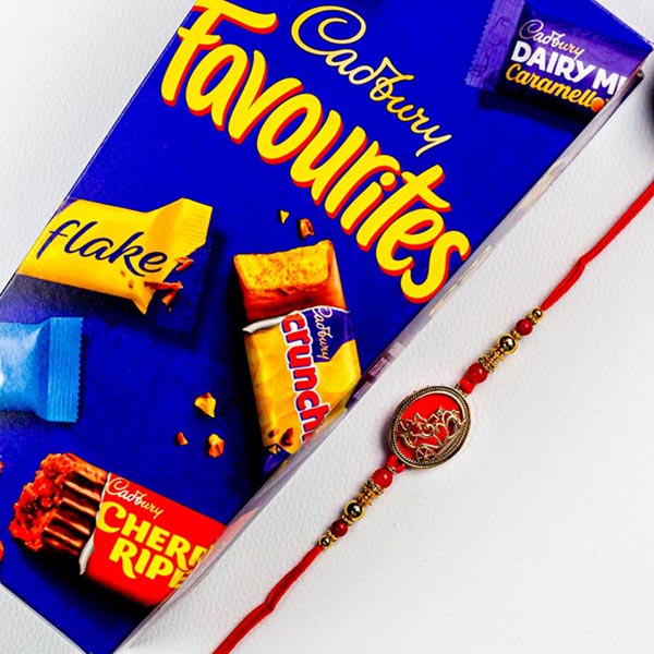 Ganpati Rakhi With Cadbury Favourites Pack