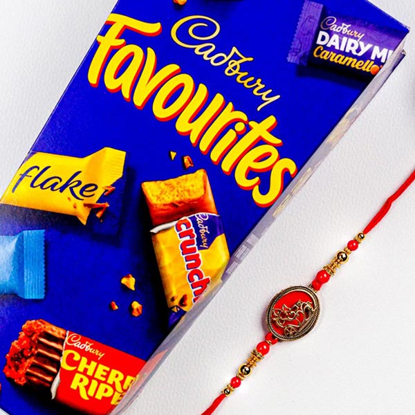 Ganpati Rakhi With Cadbury Favourites Pack