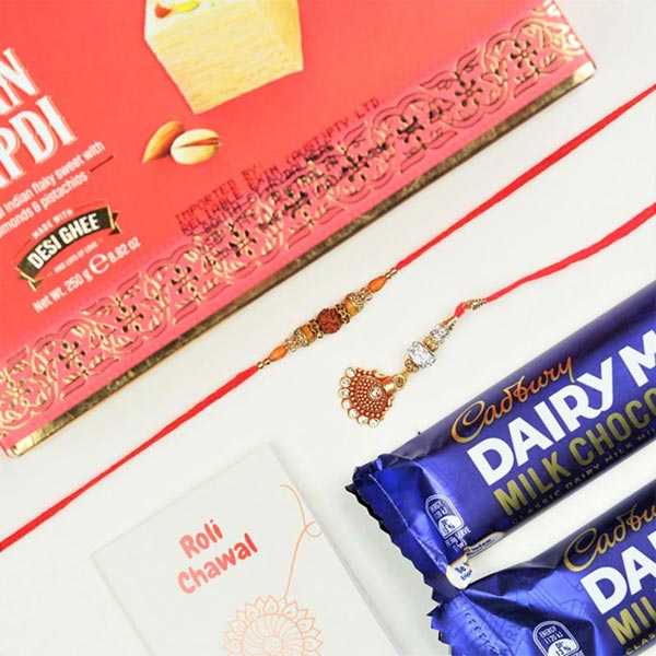 Best Jodi Rakhi with Soan Papdi and Dairy Milk