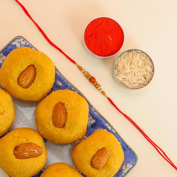 Rudraksh Rakhi With Besan Laddoo