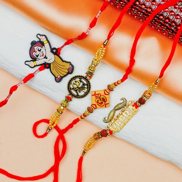 Traditional & Cute Kids Cartoon Set of 4 Rakhis