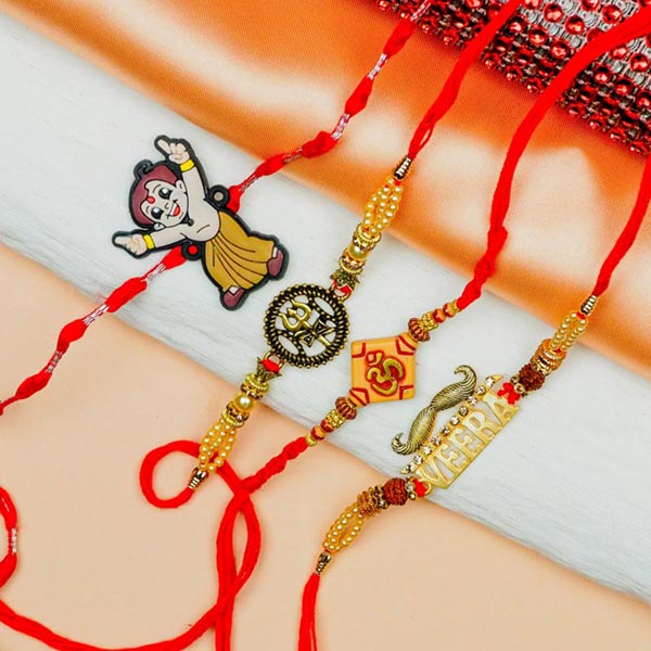 Traditional & Cute Kids Cartoon Set of 4 Rakhis