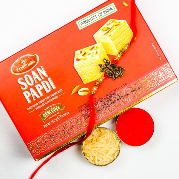 Radha Krishna Rakhi With Soan Papdi