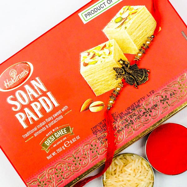 Radha Krishna Rakhi With Soan Papdi