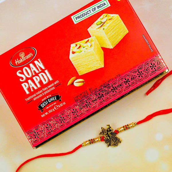 Radha Krishna Rakhi With Soan Papdi