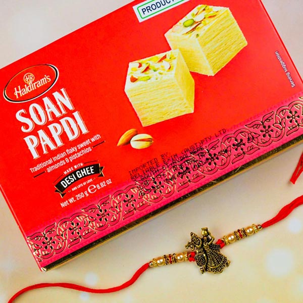 Radha Krishna Rakhi With Soan Papdi