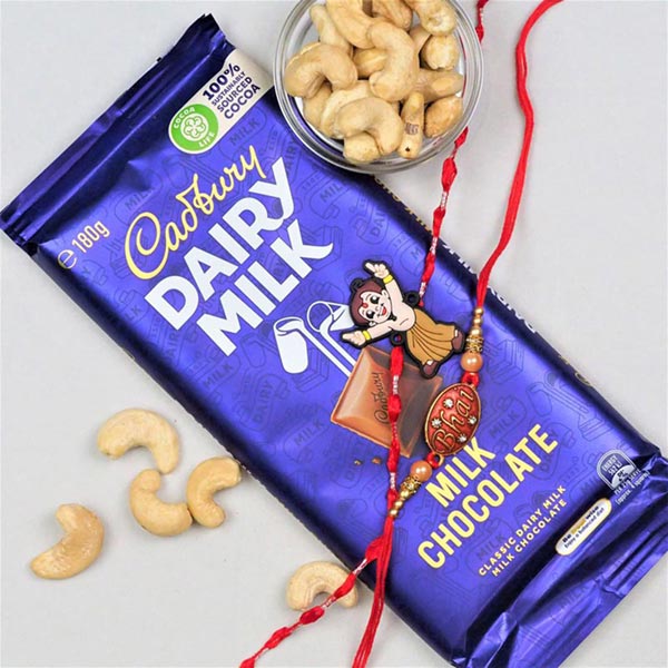 Bhai and Kid Rakhi with Dairy Milk and Cashew
