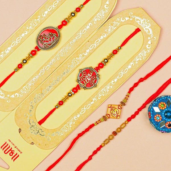 Divine Metallic Finish Set of 4 Rakhis