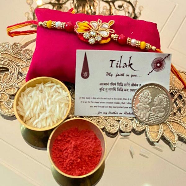 Shagun Zardosi Rakhi with Free Silver Coin