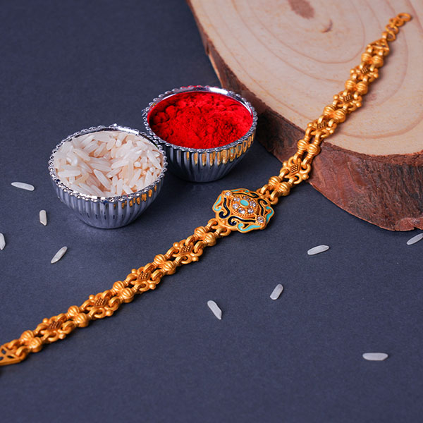 Brilliant Golden Bracelet Rakhi