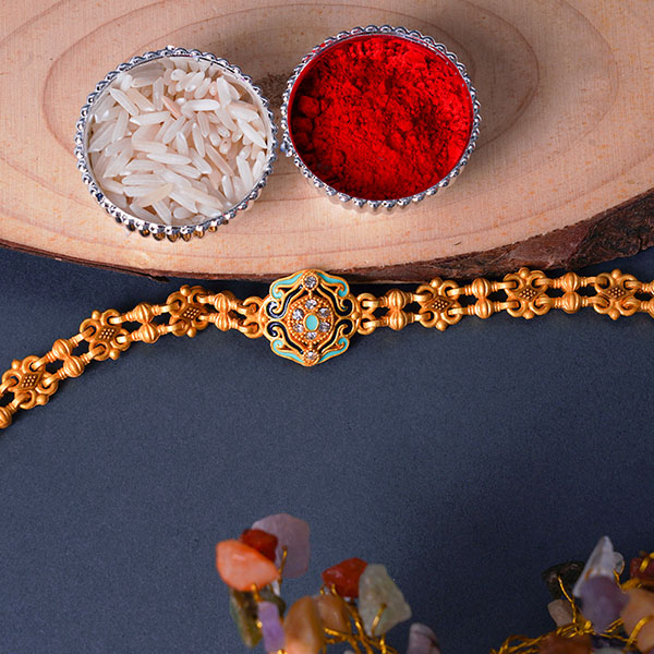 Brilliant Golden Bracelet Rakhi