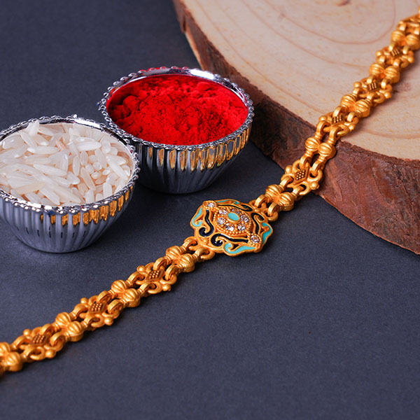 Brilliant Golden Bracelet Rakhi